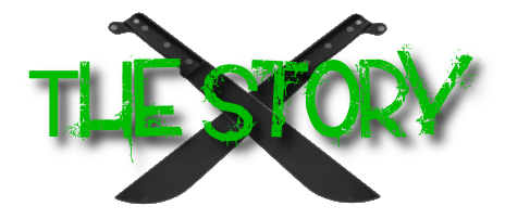 Bild mit 2 gekreuzten Macheten über denen in grüner Schrift Story steht